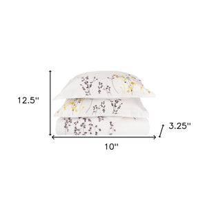 Homeroots Purple And White Queen 100% Cotton 200 Thread Count Washable Duvet Cover Set  Cotton 528557