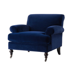English Elm Jennifer Taylor Home - Alana 38" Navy Blue Velvet Accent Chair With Metal Casters For Stylish Comfort In Any Room B2719P238302