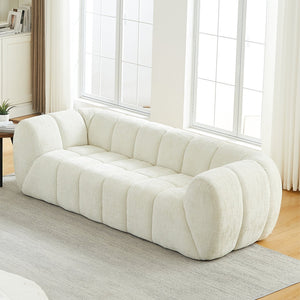 English Elm Chenille Cloud Sofa with Quilted Seat and Piano Backrest for Modern Living Spaces Beige W834P442222