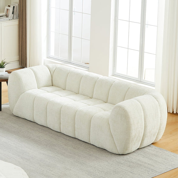 English Elm Chenille Cloud Sofa with Quilted Seat and Piano Backrest for Modern Living Spaces Beige W834P442222