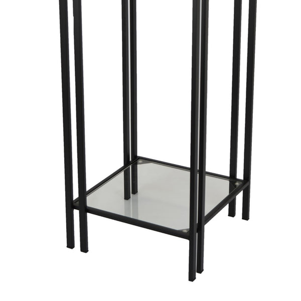 English Elm Buckley Black Metal Plant Stand with Mirrored Shelves for Glam Living Room Decor B056P416941