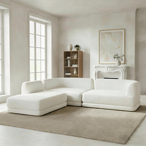 English Elm 115" L-shaped Sectional Three Piece Deep Seat Chaise Sofa for Modern Living Rooms Beige N767P385430A