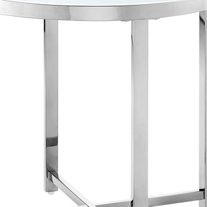 Homeroots 22" Silver Glass And Stainless Steel Round Mirrored End Table Chrome  528629