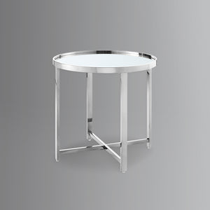 Homeroots 22" Silver Glass And Stainless Steel Round Mirrored End Table Chrome  528629