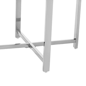 Homeroots 22" Silver Glass And Stainless Steel Round Mirrored End Table Chrome  528629