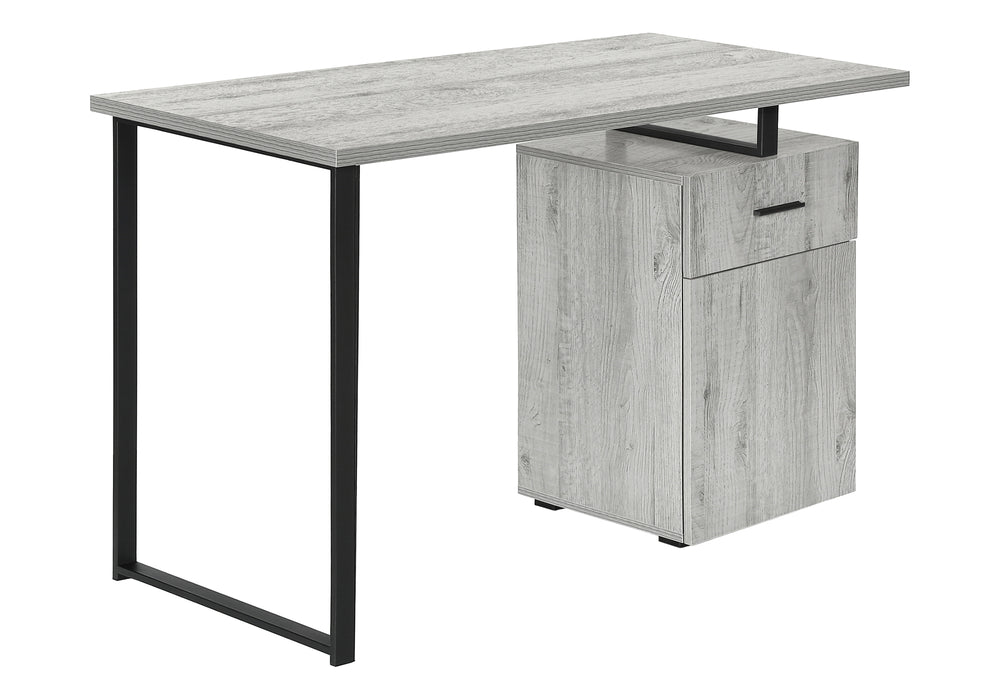 English Elm Computer Desk With Configurable Storage, Modern Grey Laminate & Black Metal, Ideal For Home Office B2710P219937