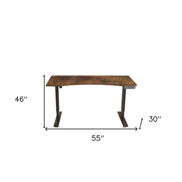 Homeroots 55" Adjustable Brown And Black And Black Computer Desk   528666