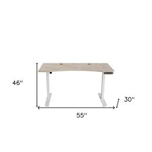 Homeroots 55" Adjustable Light Khaki And White Computer Desk   528667