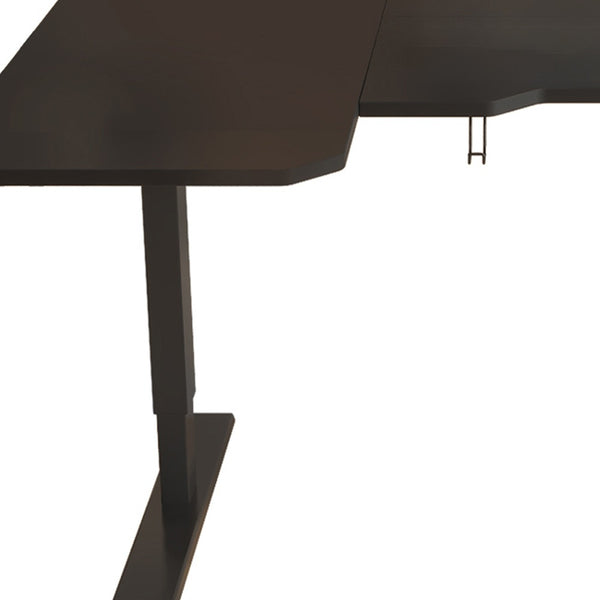 Homeroots 59" Adjustable Black L Shape Computer Desk   528668