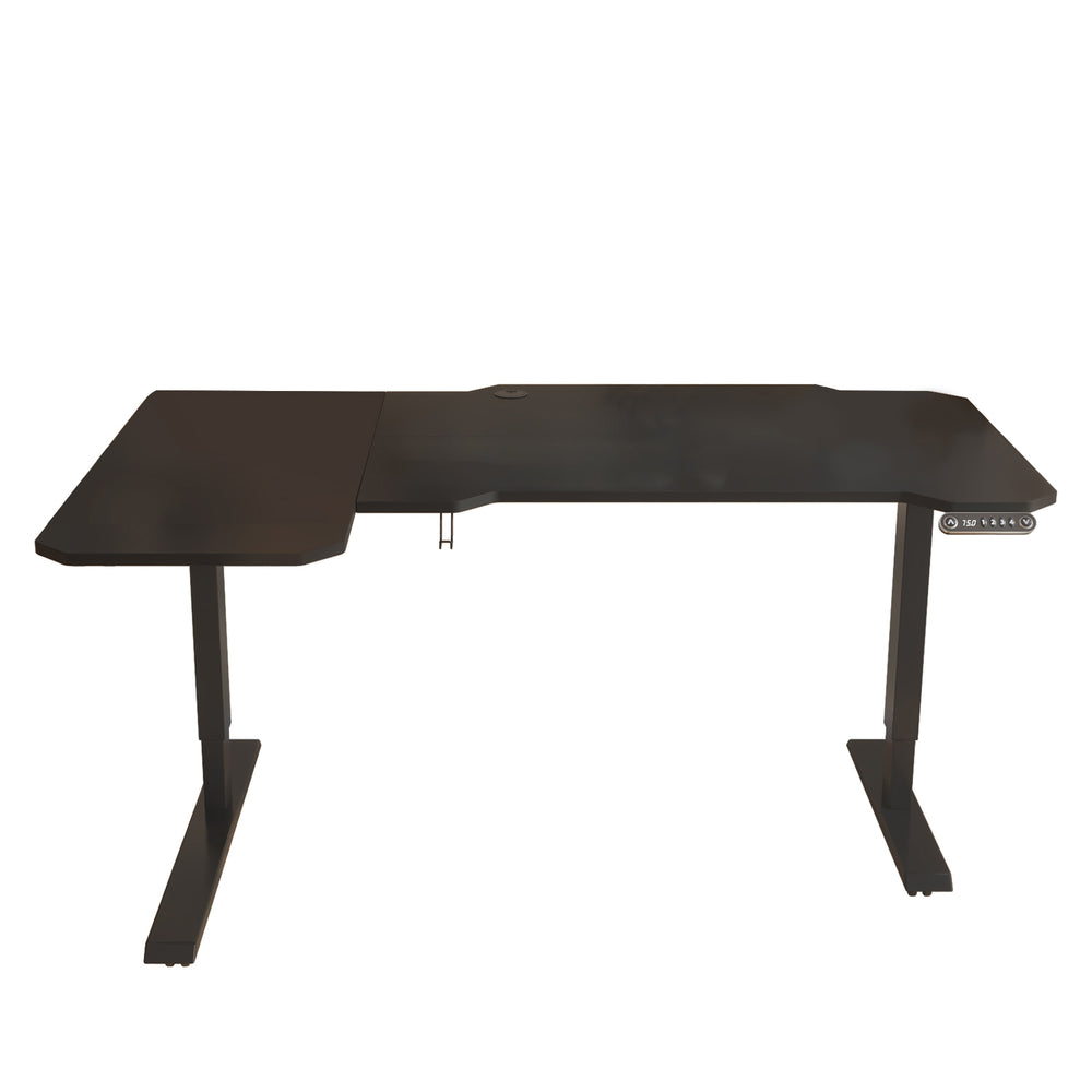 Homeroots 59" Adjustable Black L Shape Computer Desk   528668