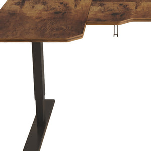 Homeroots 59" Adjustable Brown And Black L Shape Computer Desk   528669