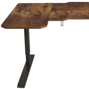 Homeroots 59" Adjustable Brown And Black L Shape Computer Desk   528669