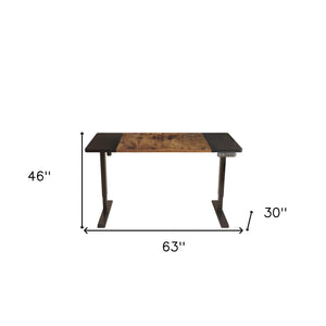 Homeroots 63" Adjustable Brown And Black Standing Desk   528671