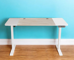 Homeroots 63" Adjustable Natural And White Computer Desk   528672