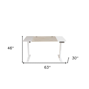 Homeroots 63" Adjustable Natural And White Computer Desk   528672