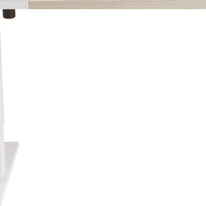 Homeroots 63" Adjustable Natural And White Computer Desk   528672