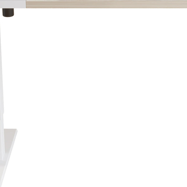 Homeroots 63" Adjustable Natural And White Computer Desk   528672