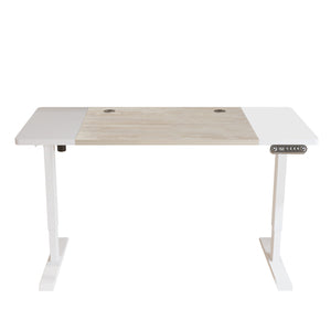 Homeroots 63" Adjustable Natural And White Computer Desk   528672