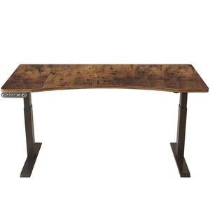 Homeroots 63" Adjustable Wood Brown And Black Standing Desk   528673