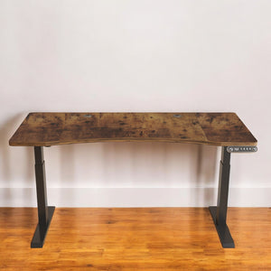 Homeroots 63" Adjustable Wood Brown And Black Standing Desk   528673