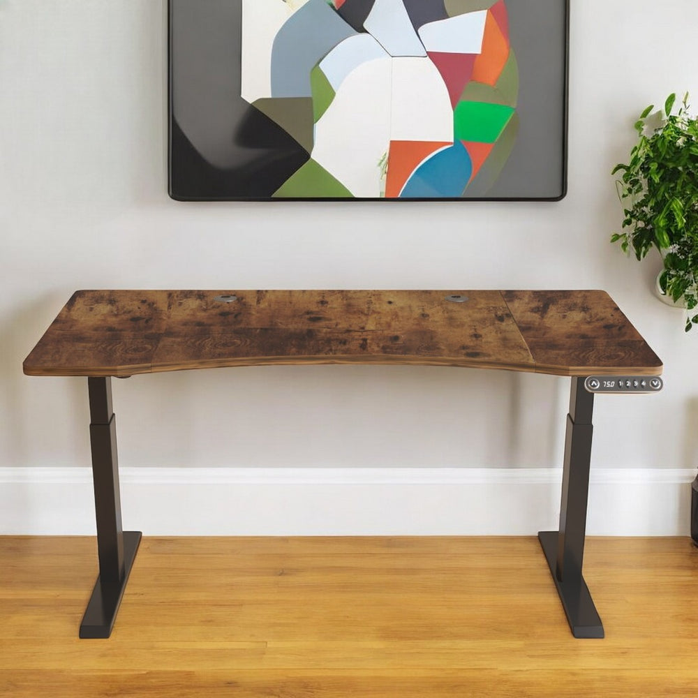HomeRoots Adjustable Versatile Rolling Standing Desk with Wood Top and Stainless Steel Base for Ergonomic Work 528673