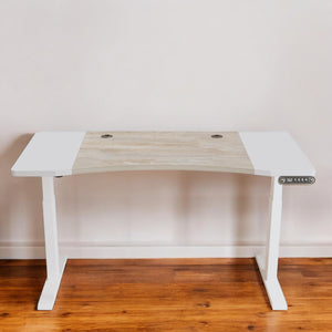 Homeroots 63" Adjustable Brown And White Standing Desk   528674