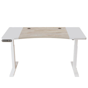 Homeroots 63" Adjustable Brown And White Standing Desk   528674