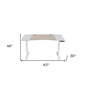 Homeroots 63" Adjustable Brown And White Standing Desk   528674