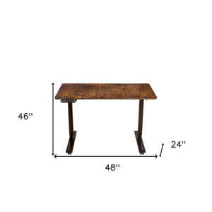 Homeroots 48" Adjustable Brown And Black Computer Desk   528675
