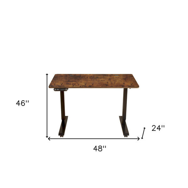 Homeroots 48" Adjustable Brown And Black Computer Desk   528675