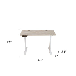 Homeroots 48" Adjustable Light Khaki And White Computer Desk   528676