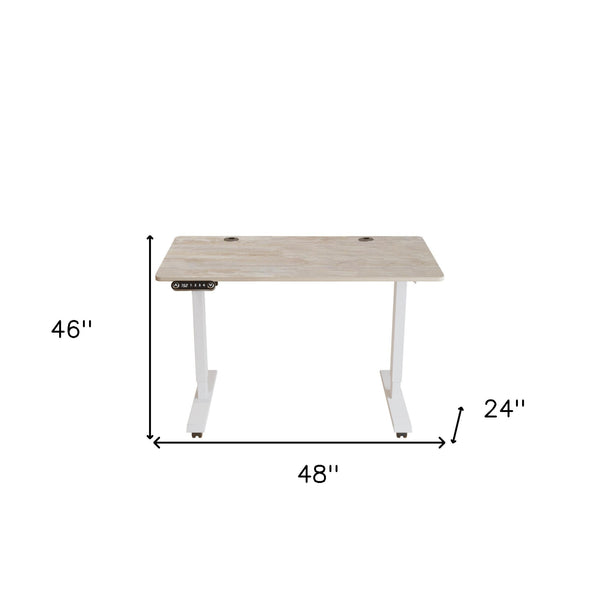 Homeroots 48" Adjustable Light Khaki And White Computer Desk   528676