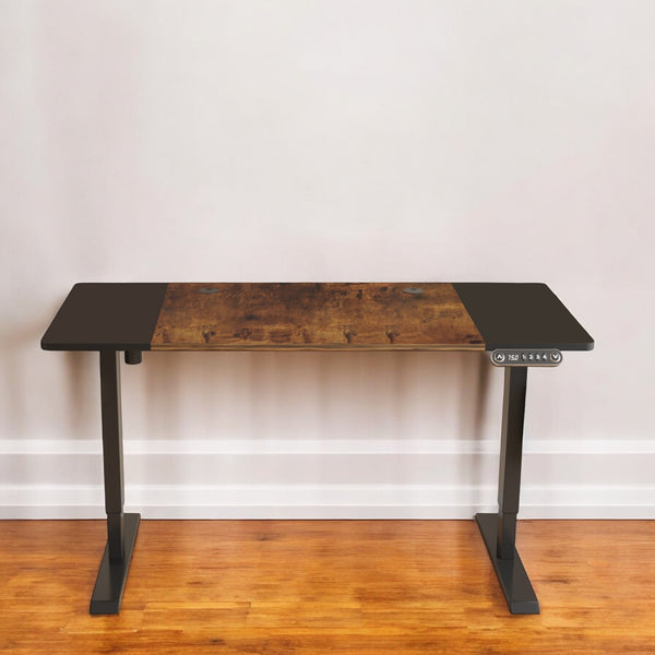 Homeroots 55" Adjustable Brown And Black And Black Computer Desk   528677