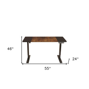 Homeroots 55" Adjustable Brown And Black And Black Computer Desk   528677