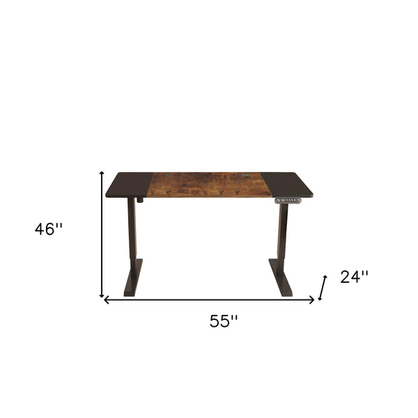 Homeroots 55" Adjustable Brown And Black And Black Computer Desk   528677
