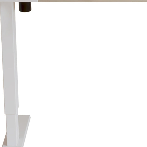 Homeroots 55" Adjustable White And Natural And White Computer Desk   528678
