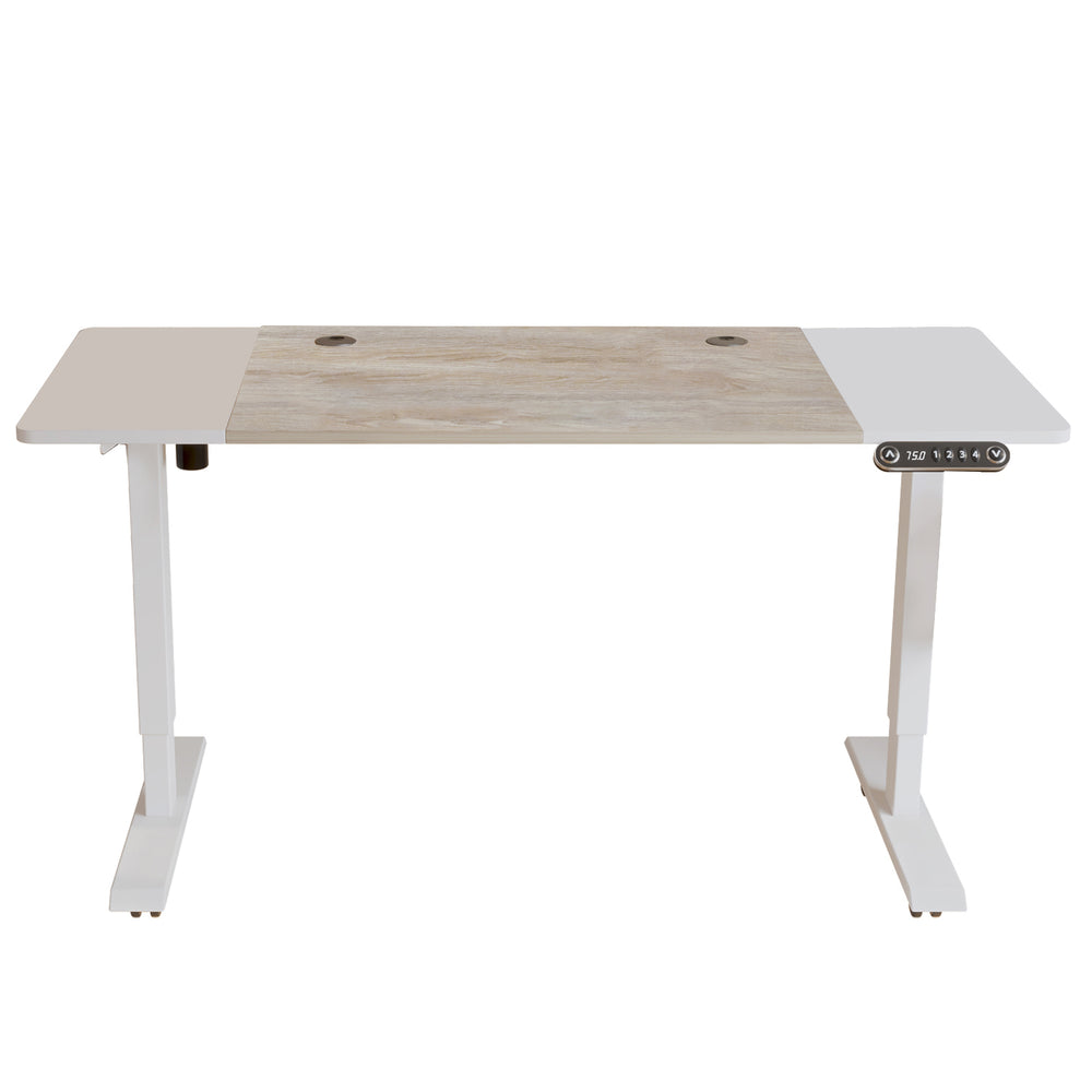 Homeroots 55" Adjustable White And Natural And White Computer Desk   528678