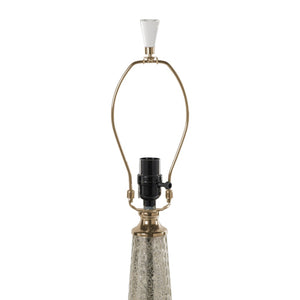 HomeRoots 32" Silver Metallic Glass Table Lamp with Beige Drum Shade - Modern Elegance for Any Room 528683