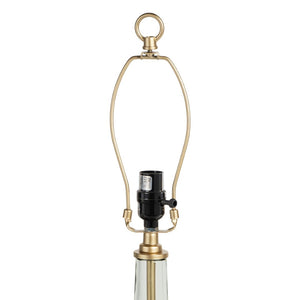 HomeRoots 26" Clear Glass LED Table Lamp – Elegant Beige Drum Shade for Modern & Coastal Décor, Ideal Lighting 528684