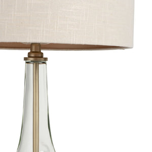 HomeRoots 26" Clear Glass LED Table Lamp – Elegant Beige Drum Shade for Modern & Coastal Décor, Ideal Lighting 528684