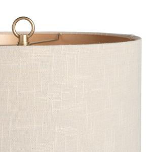 HomeRoots 26" Clear Glass LED Table Lamp – Elegant Beige Drum Shade for Modern & Coastal Décor, Ideal Lighting 528684