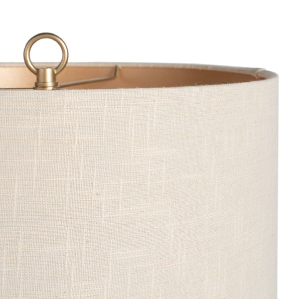 HomeRoots 26" Clear Glass LED Table Lamp – Elegant Beige Drum Shade for Modern & Coastal Décor, Ideal Lighting 528684