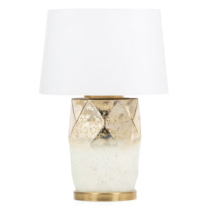 Homeroots 22" White And Gold Mercury Glass Table Lamp With White Cone Shade   528690