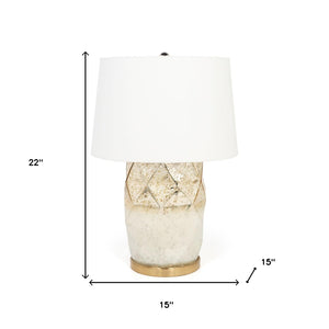Homeroots 22" White And Gold Mercury Glass Table Lamp With White Cone Shade   528690