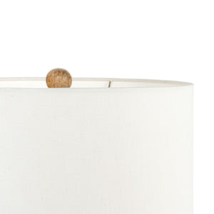 HomeRoots 27" Blanched Almond Solid Wood Table Lamp with White Drum Shade for Coastal-Inspired Décor 528694