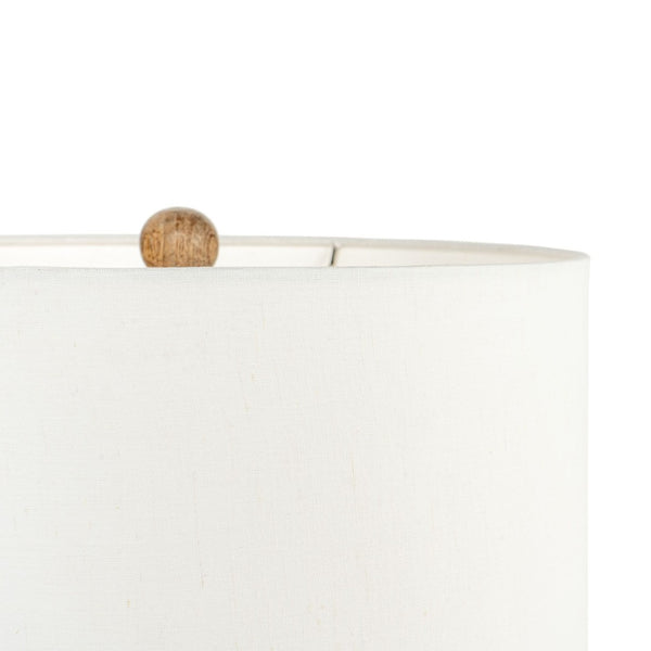 HomeRoots 27" Blanched Almond Solid Wood Table Lamp with White Drum Shade for Coastal-Inspired Décor 528694