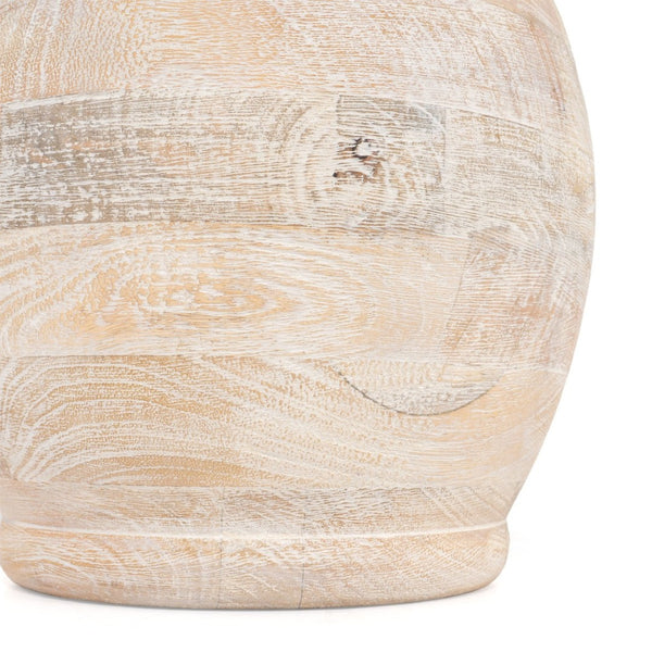 HomeRoots 27" Blanched Almond Solid Wood Table Lamp with White Drum Shade for Coastal-Inspired Décor 528694