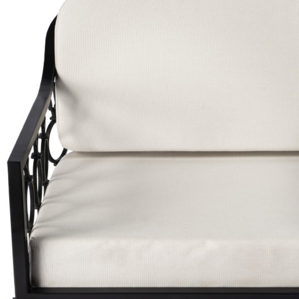 Homeroots 26" Black Metal Outdoor Arm Chair With Ivory Cushion – Stylish, Durable, And Comfort-adjustable Seating  Iron 528695