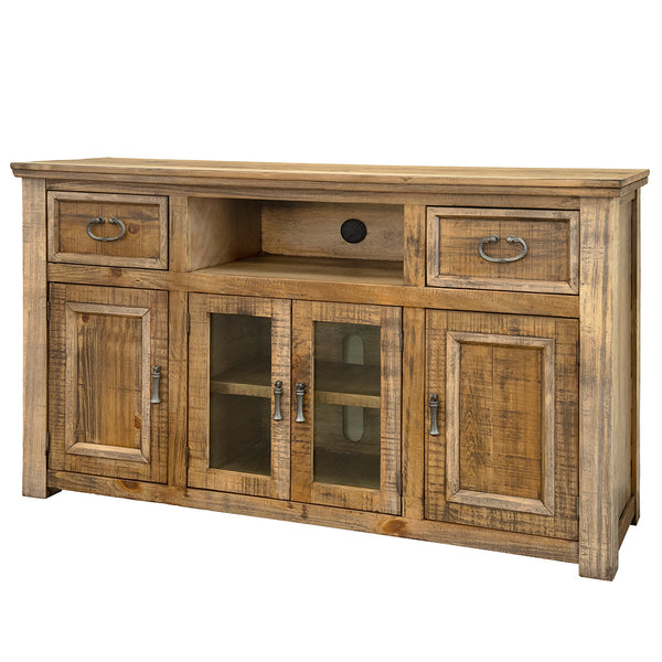 Homeroots 60" Brown Solid Wood Cabinet Enclosed Storage Distressed Tv Stand  Solid Wood 528698