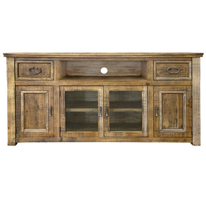 Homeroots 70" Brown Solid Wood Cabinet Enclosed Storage Distressed Tv Stand  Solid Wood 528699